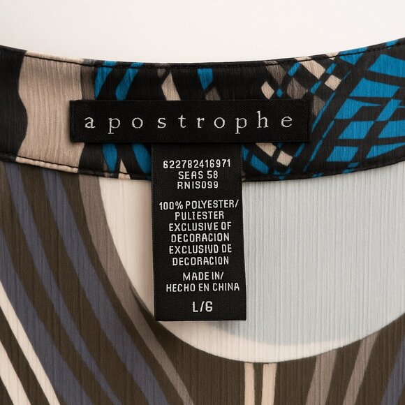 Apostrophe Sheer Abstract Print Top – Size Large - Excellent Condition - Picture 5 of 5